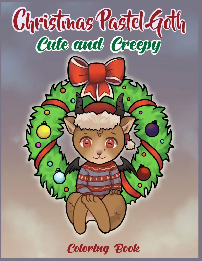 Christmas pastel goth cute and creepy coloring book