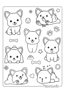 Kawaii Corgi Dogs Coloring Page From .homemade-gifts-made-easy