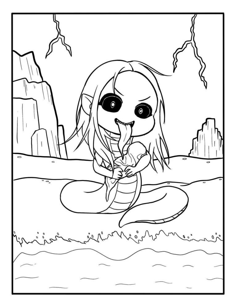 Snake Woman Nure-Onna free coloring page