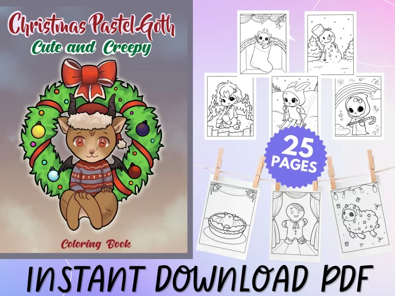 Christmas Pastel Goth Creepy Cute Coloring Book Cover