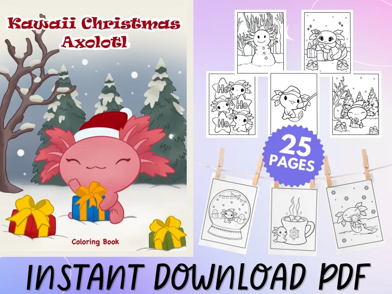 Christmas Axolotl, Coloring Book Cover