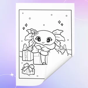 Christmas Axolotl, Cute winter axolotil with holiday gift