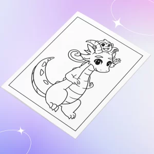 Cute dragon with pet example free coloring - Dragon with monkey