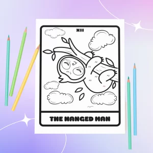 Adorable tarot coloring book free coloring page example - the hanged man