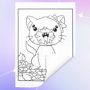 Gruesome coloring book example free page - spooky alien cat