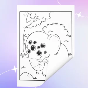 Gruesome coloring book example free page - horror elephant wiyh many eyes