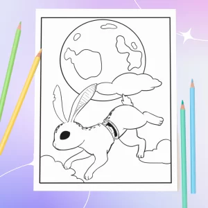 Gruesome coloring book example free page - rabbit and moon