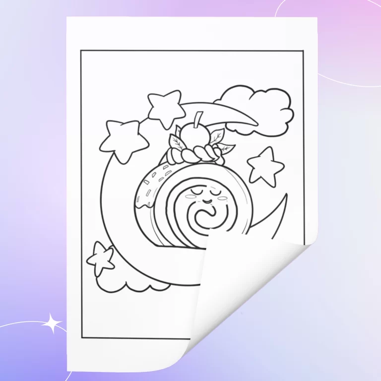 Super sweet treat coloring page - cute moon