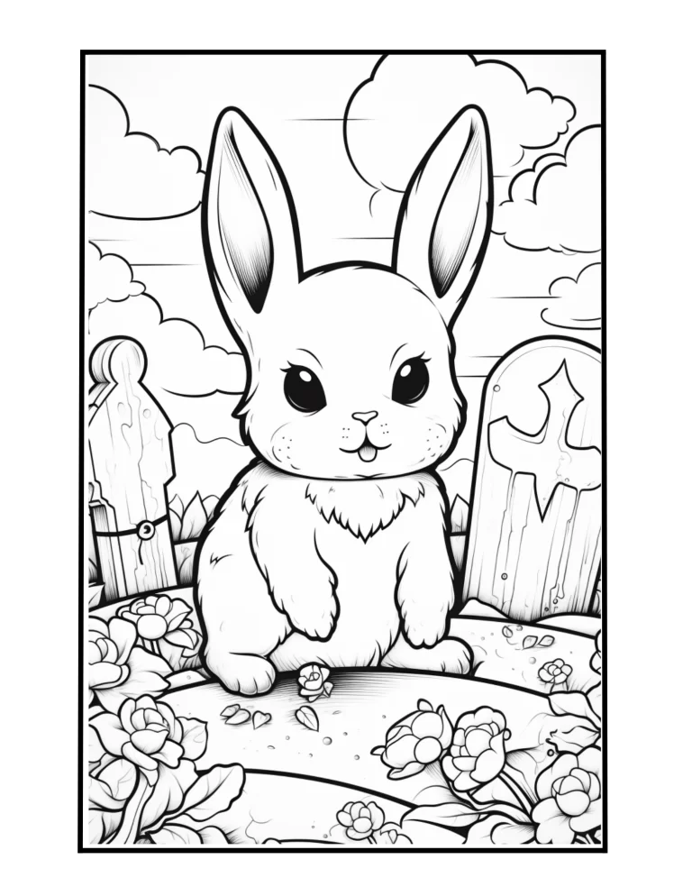 creepy cute rabbit with spooky expression