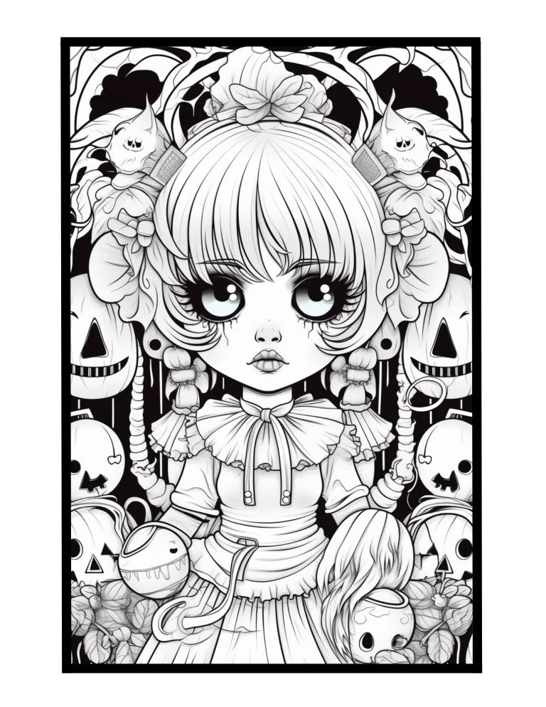 cute doll and spooky background