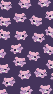 cute pastel goth bear -pattern