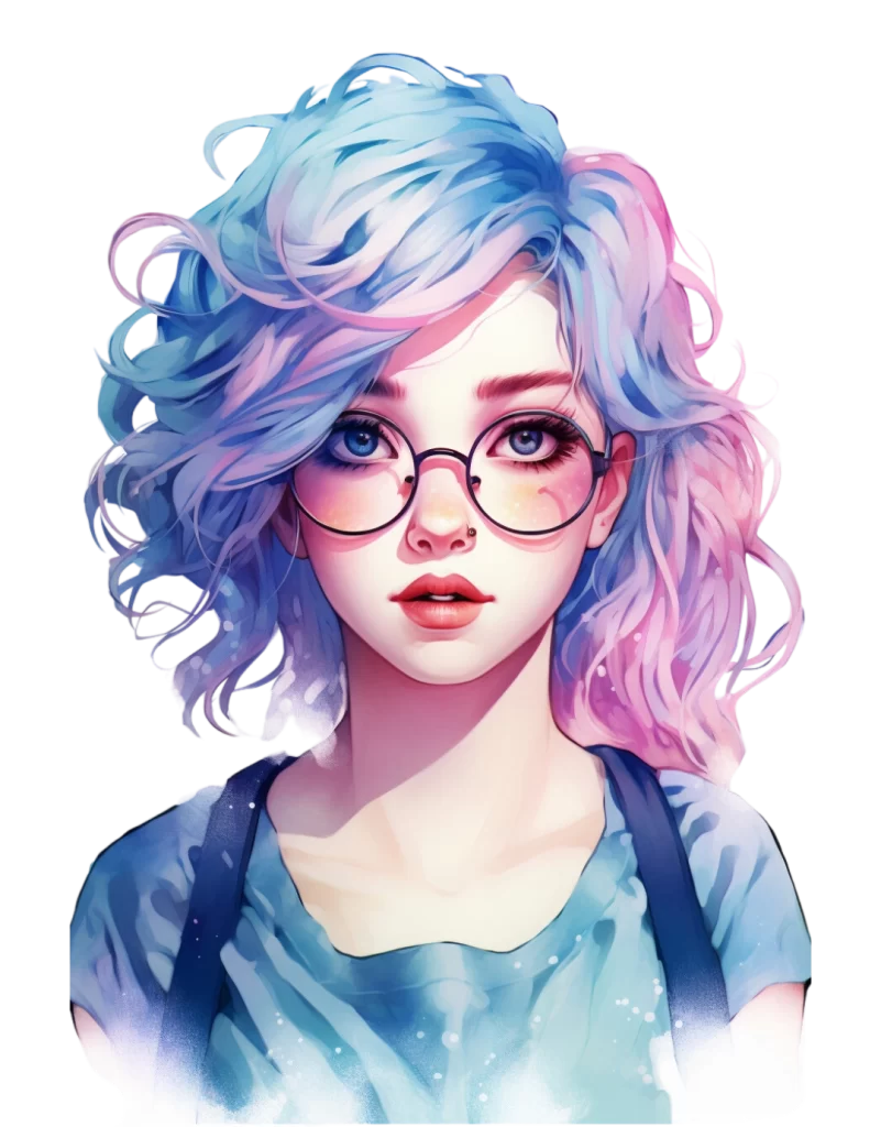 pastel girl with blue hair