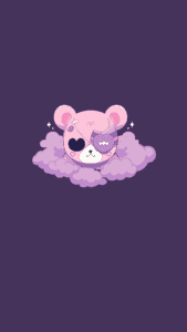 pastel pink bear in clouds