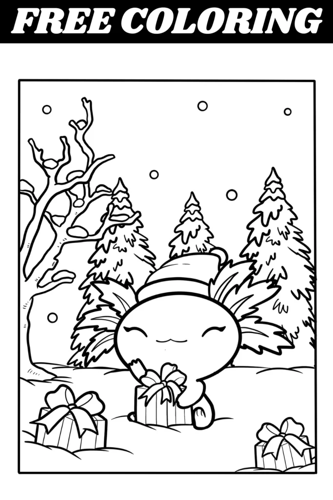 5 Free Christmas Coloring Pages With Axolotls Featured Images
