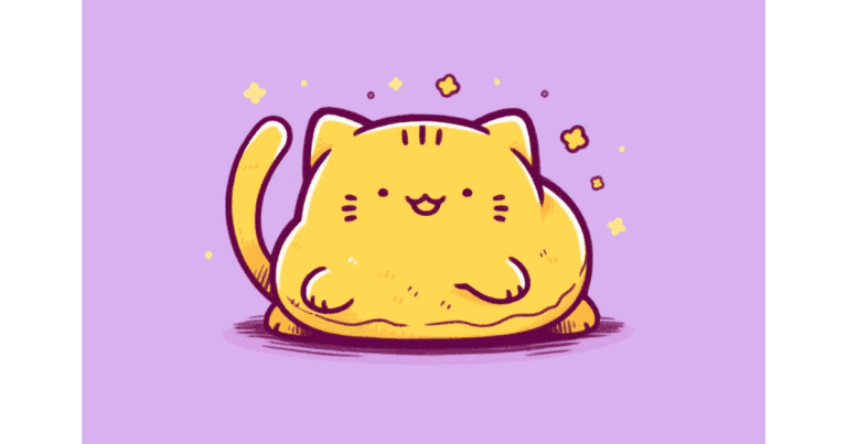 Sweet chuby yellow cat and purple background color theory and contrast example