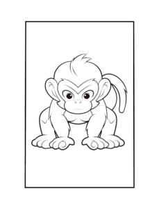 cute ape kawaii coloring sheet