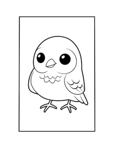 kawaii bird coloring page