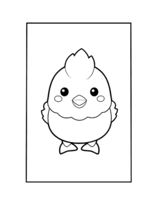 kawaii chicken free coloring page