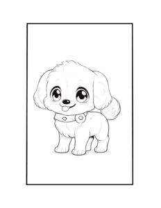 kawaii puppy coloring page