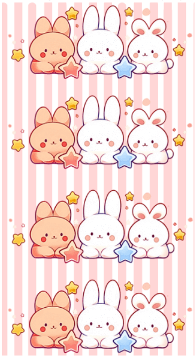 DIY Kawaii Wallpaper make in canva with cute rabbits