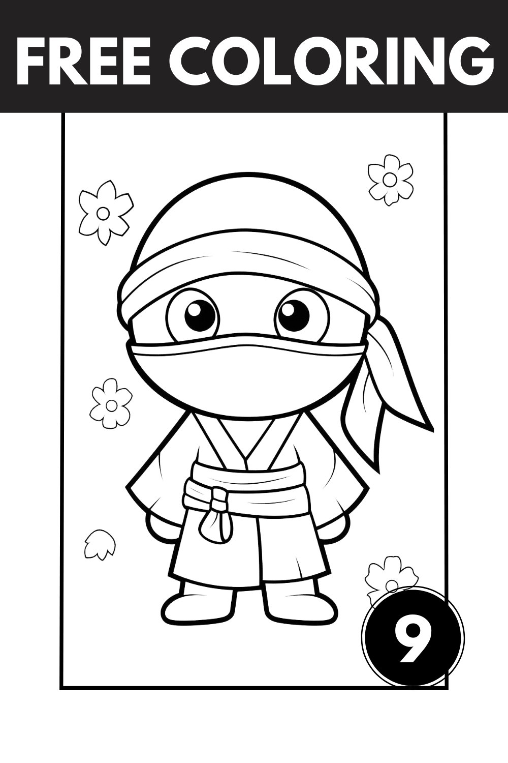 Ninja coloring pages cute coloring sheet feature image