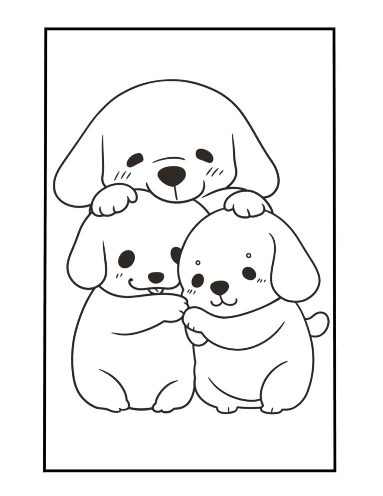 Valentine Coloring Sheet with cute dogs