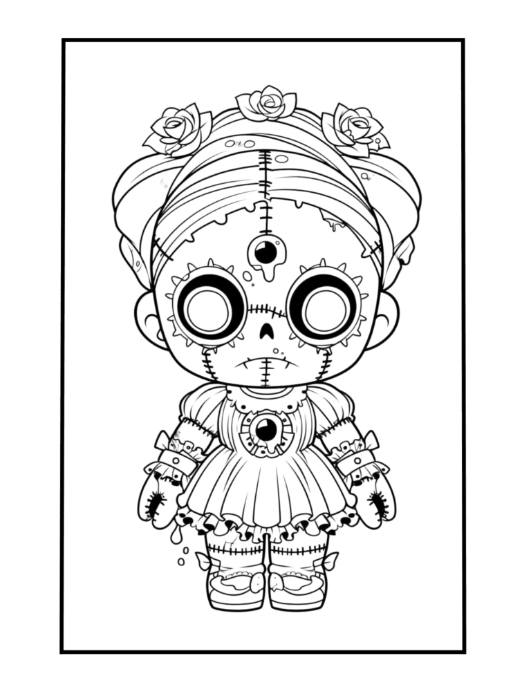 creepy doll eyes follow you coloring page