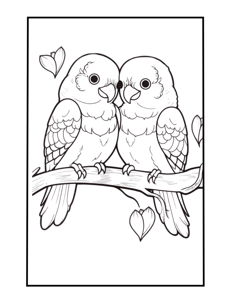 cute birds in love to color