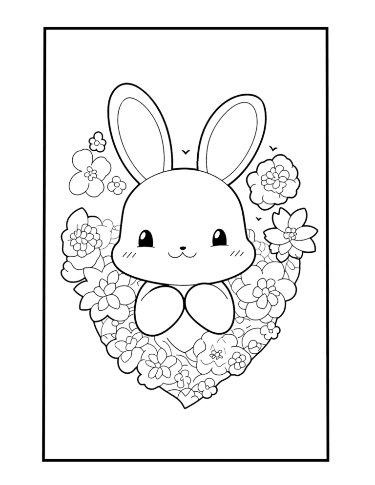 cute valentine rabbit free coloring page