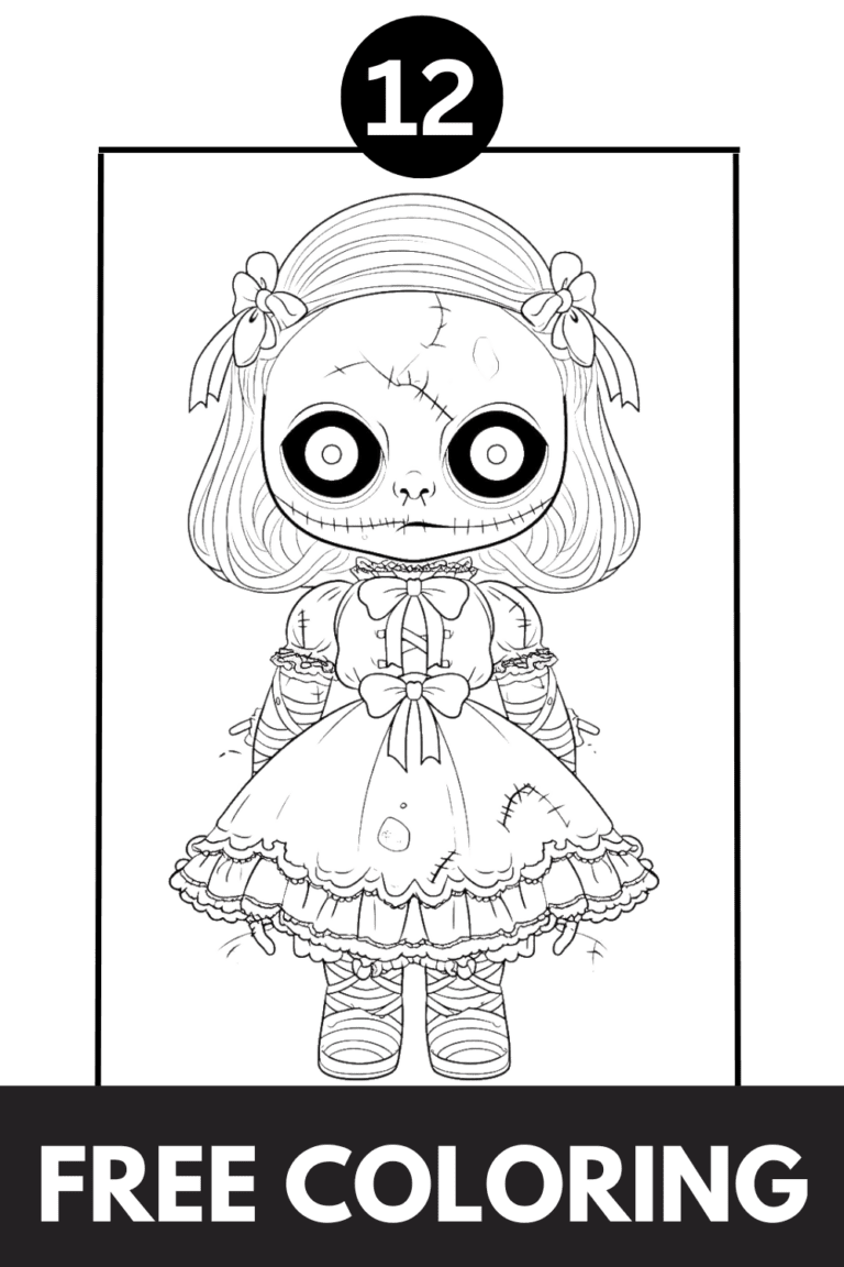 Creepy Doll Coloring Pages: 12 free coloring pages to print