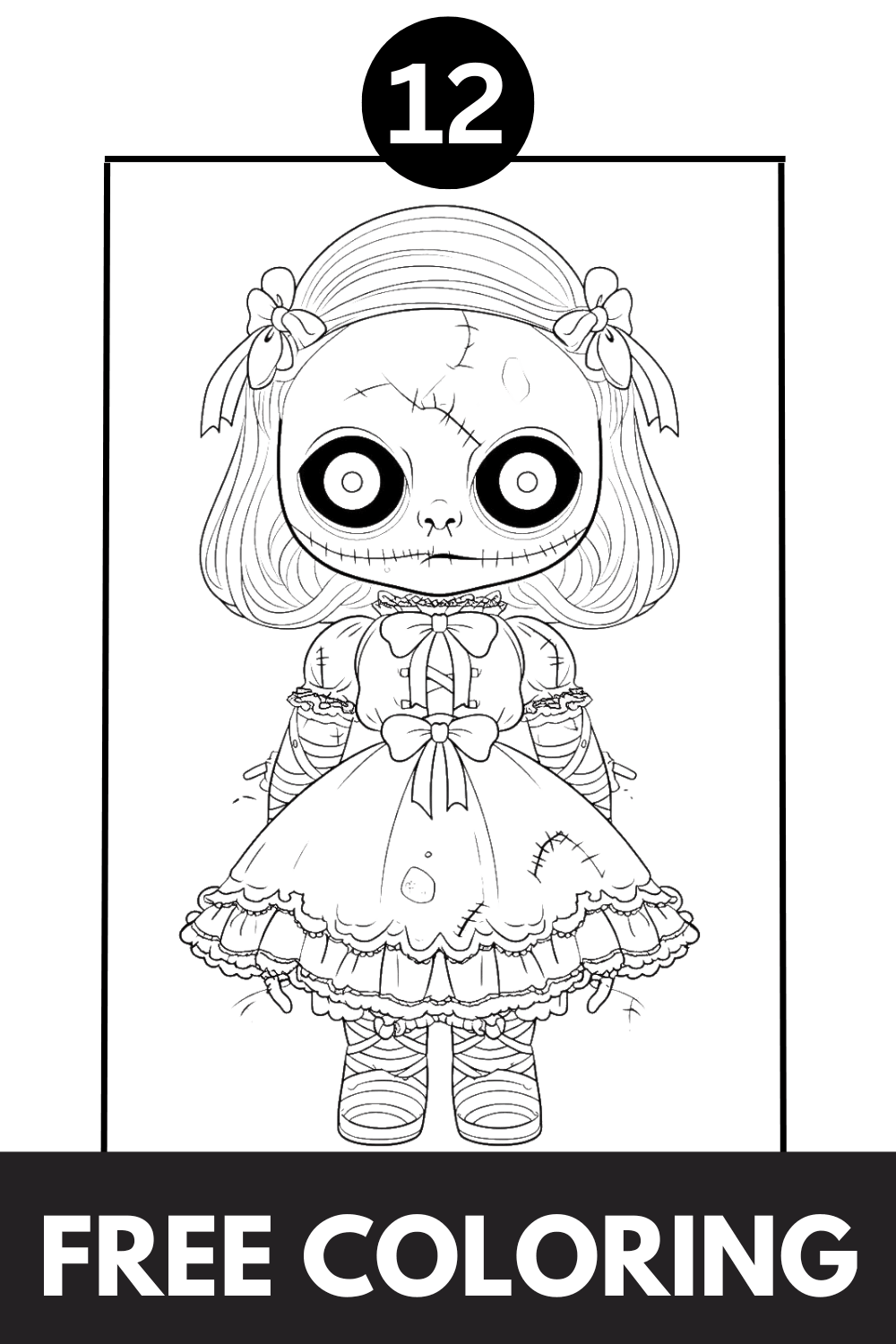 Creepy Doll Coloring Pages: 12 free coloring pages to print