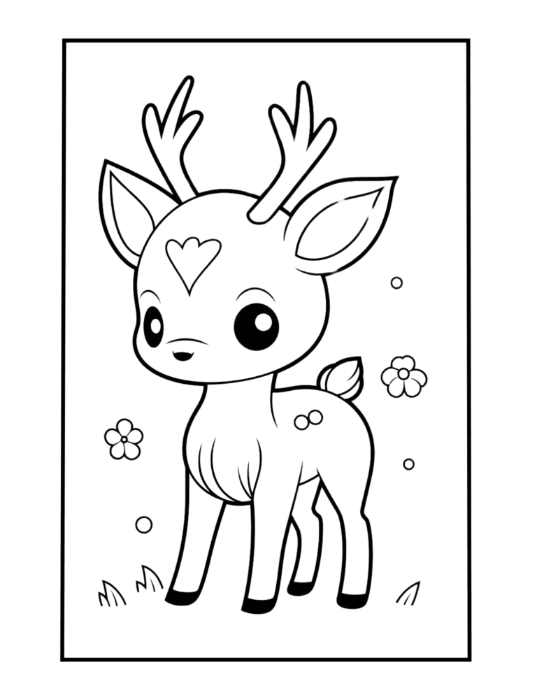 adorable deer cute coloring sheet