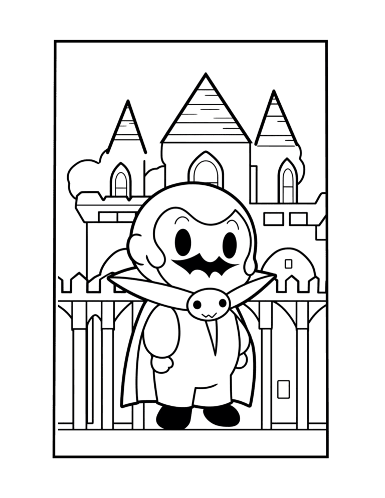 adorable spooky vampire coloring page