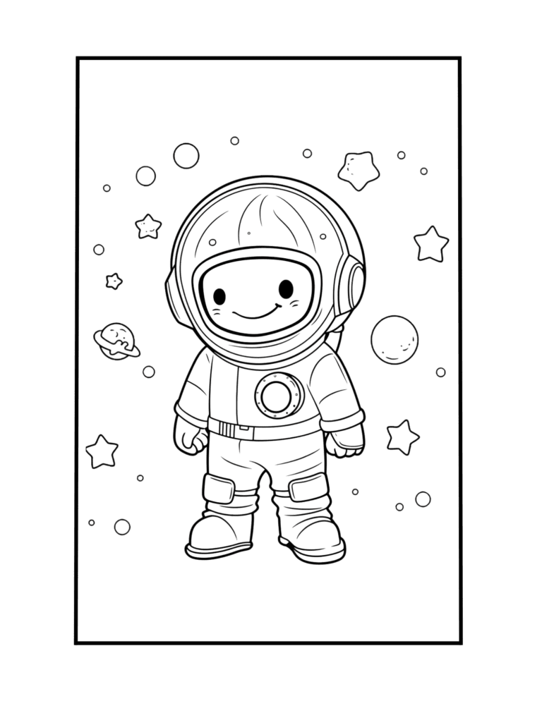 astronaut in space coloring sheet