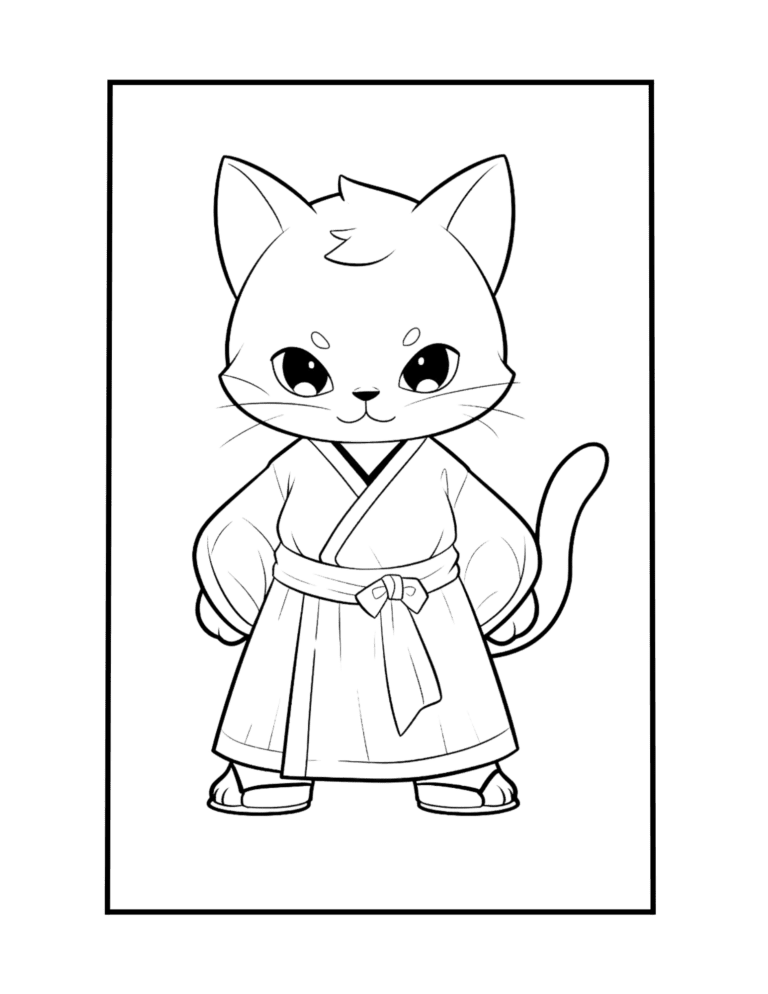 chibi cat coloring for kids