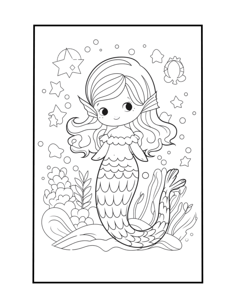 chibi mythological siren coloring book