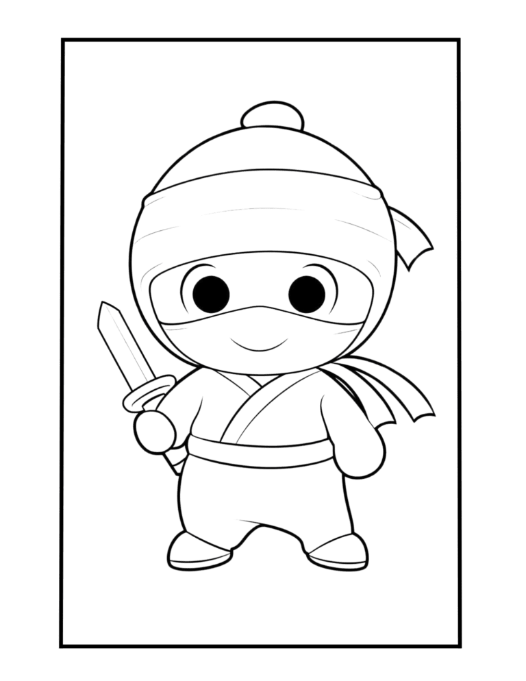 chibi ninja cute coloring sheet