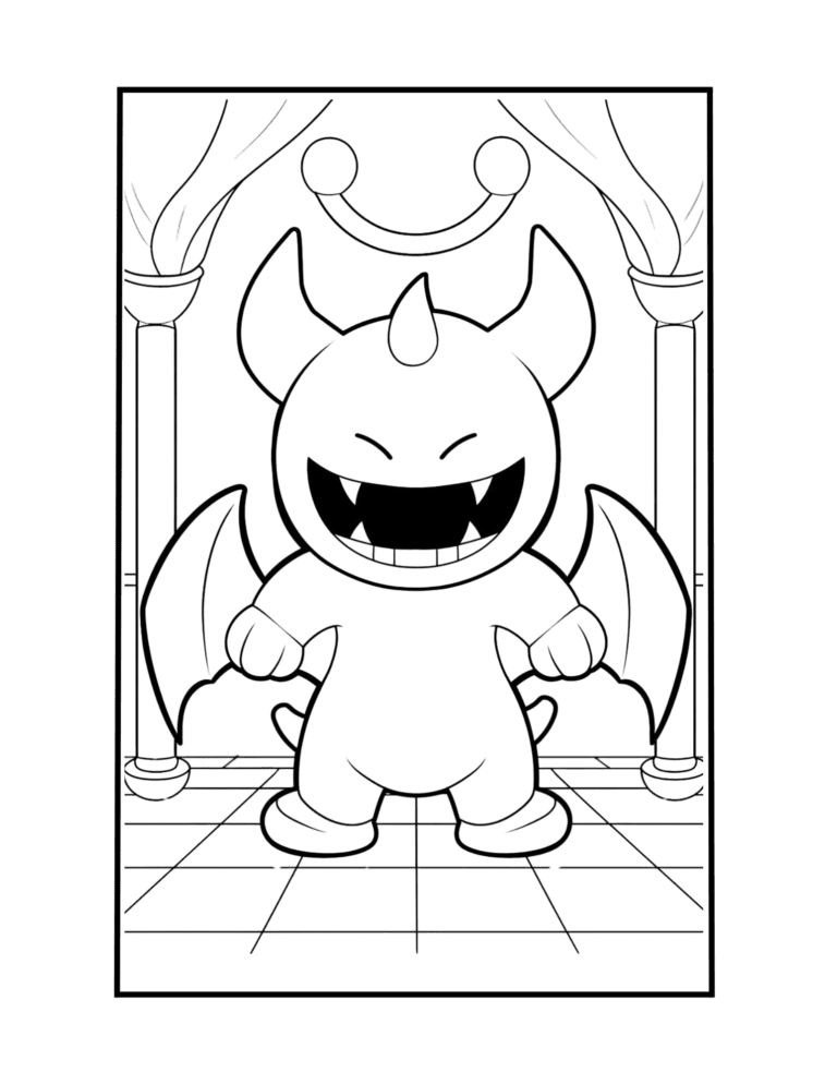 creepy cute monster coloring page