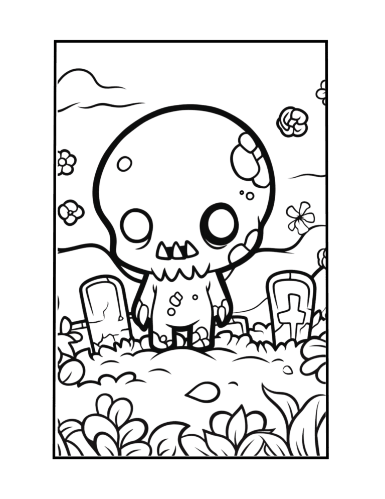 creepy cute zombie easy to color