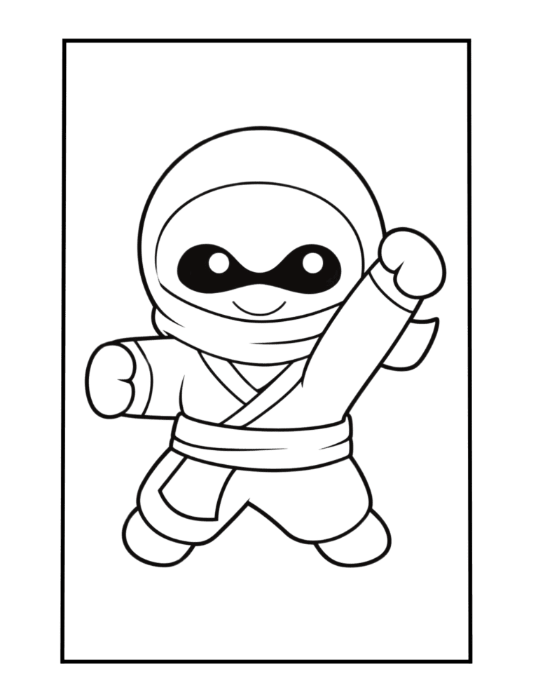 cute masked ninja coloring sheet