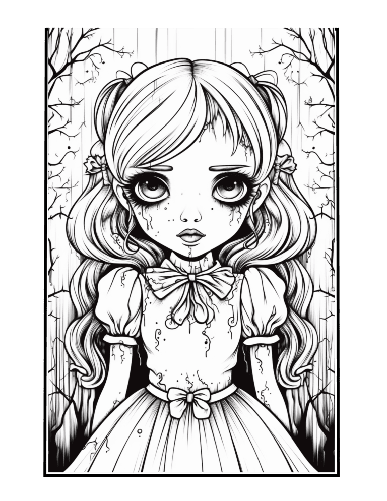 dark gothic victorian girl coloring sheet