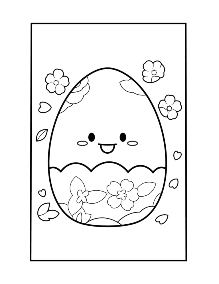 easter egg with chicken coloring page