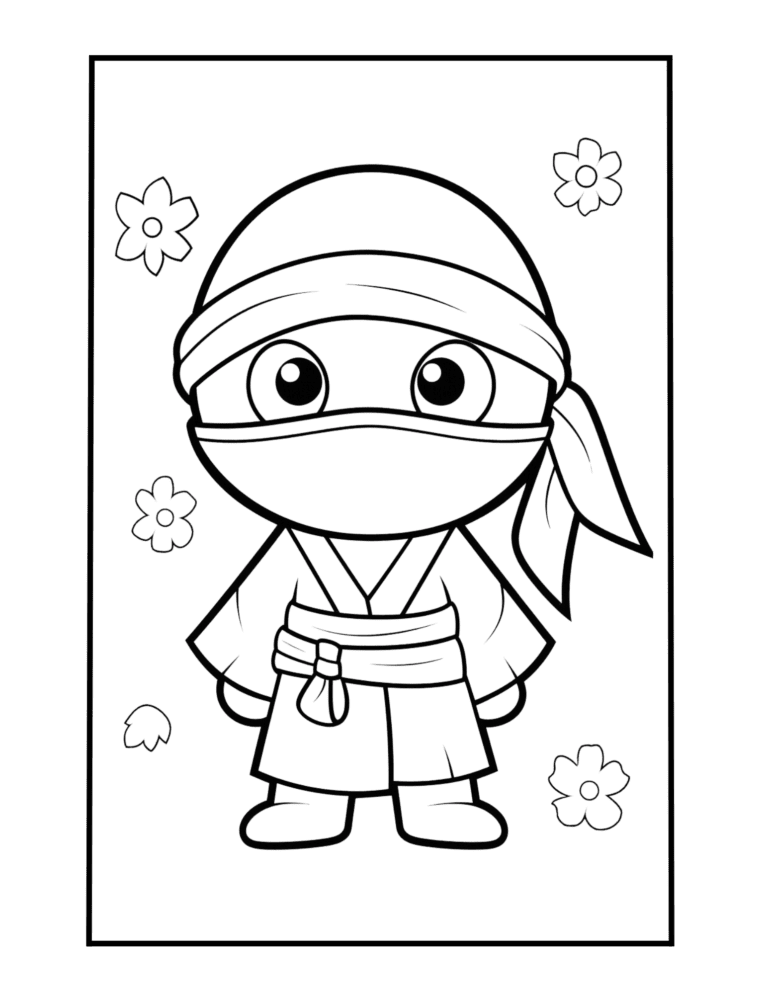 easy to color ninja free coloring page