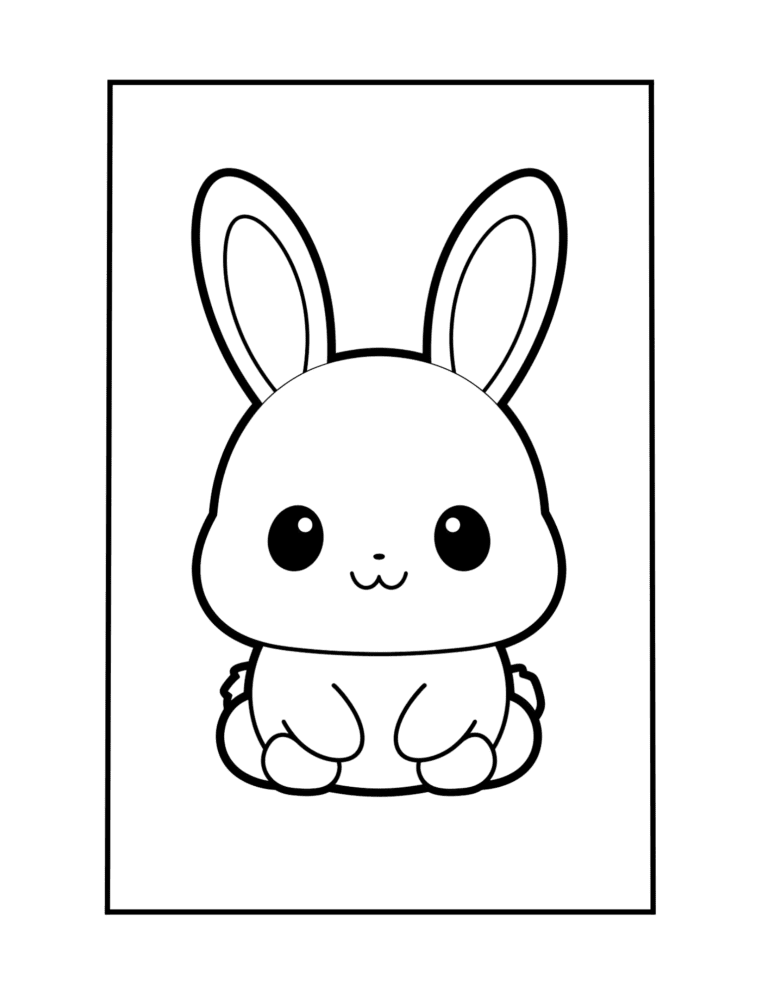 easy to color rabbit colouring sheet