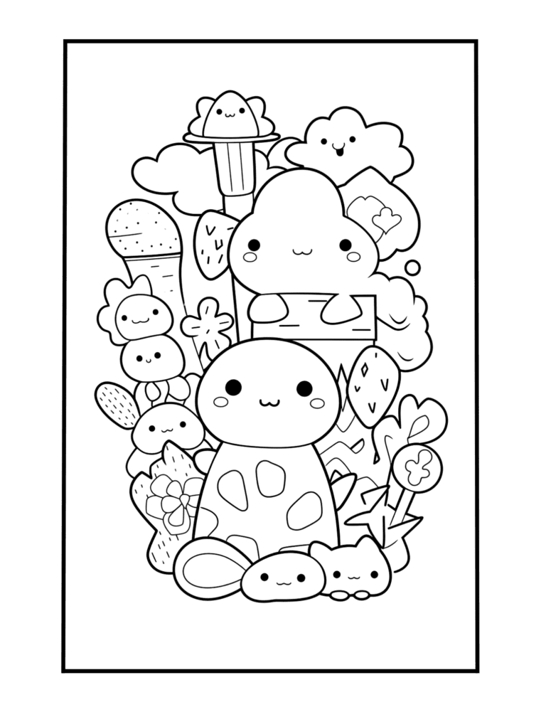 kawaii pdf printable to color