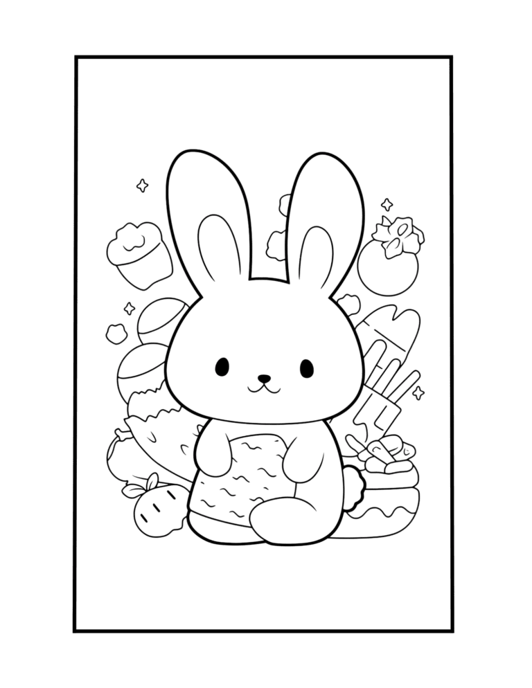 kawaii rabbit coloring sheet