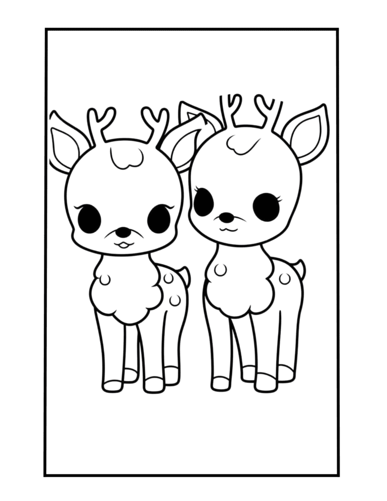 twin deer cute coloring sheet