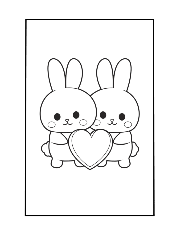 valentine rabbits in love to color