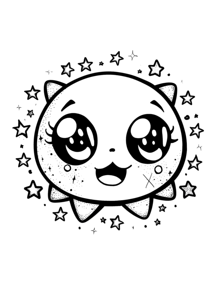 Cute Kawaii Coloring Sheet For Kids