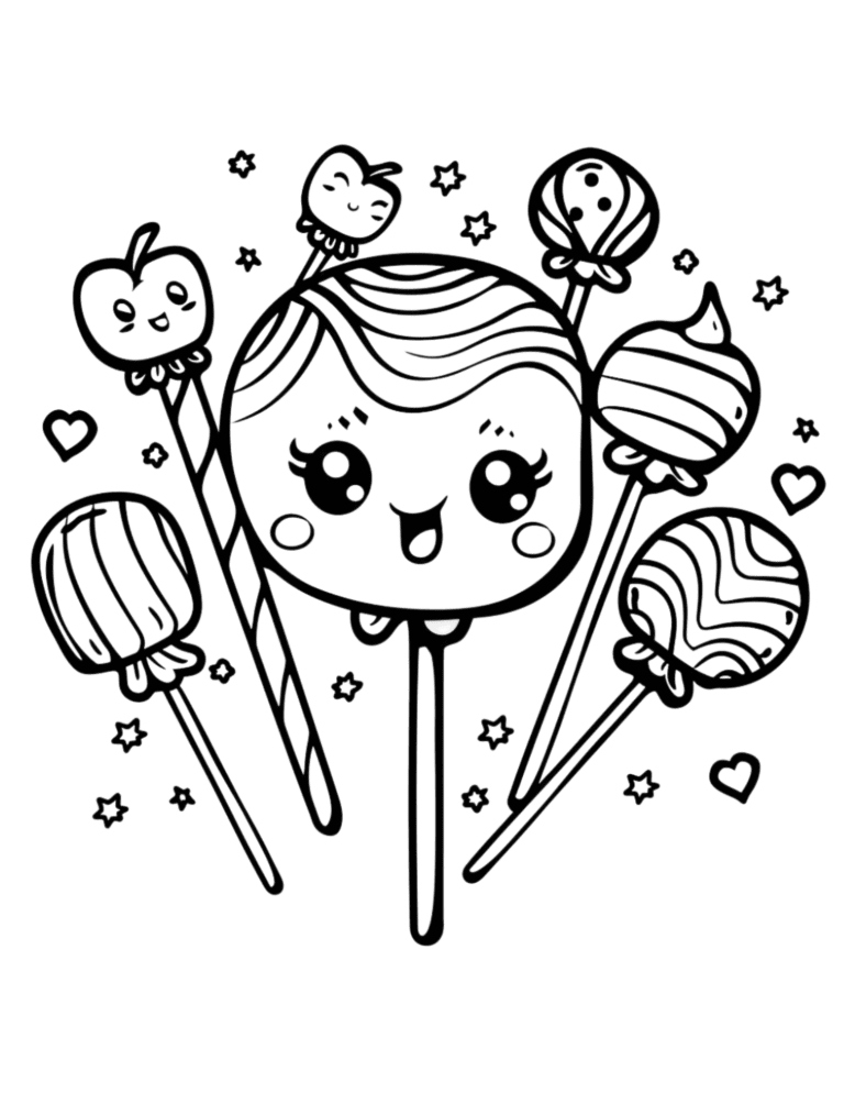 adorable coloring page with candy